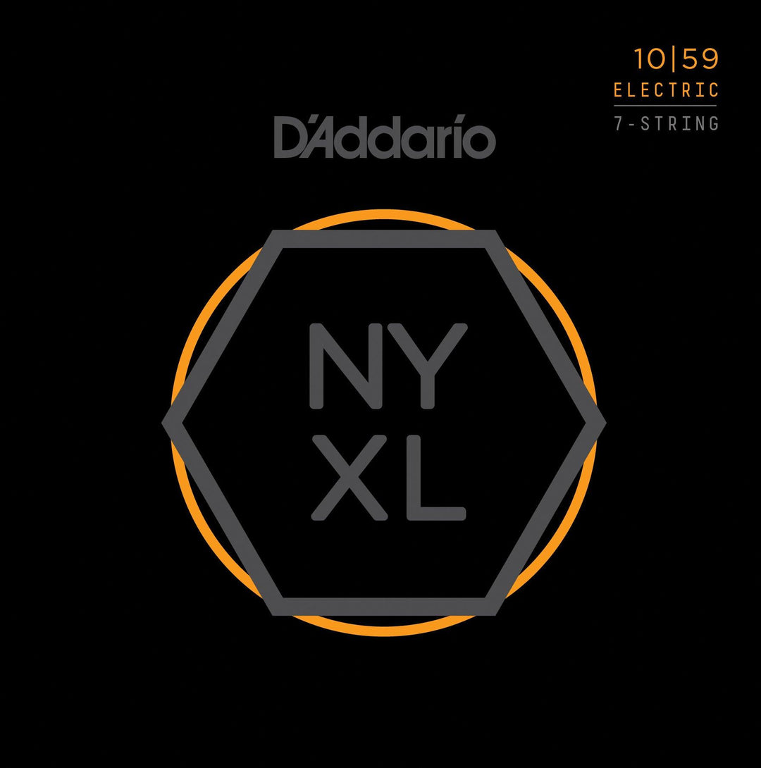 D'Addario NYXL 7-String Electric String Set, Nickel, Regular Light .010-.059 - A Strings
