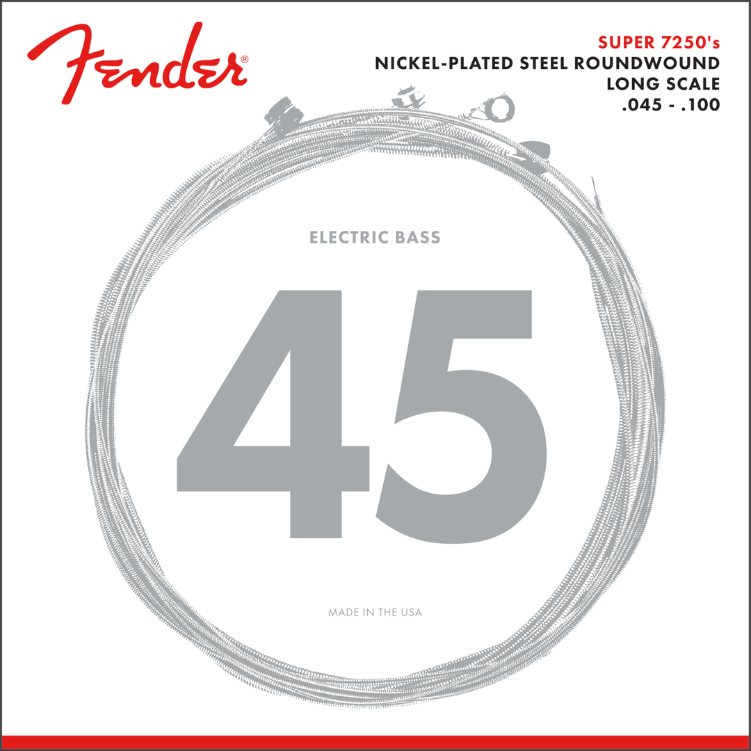 Fender 7250ML Bass String Set, Nickel Plated Steel, Long Scale, .045-.100 - A Strings